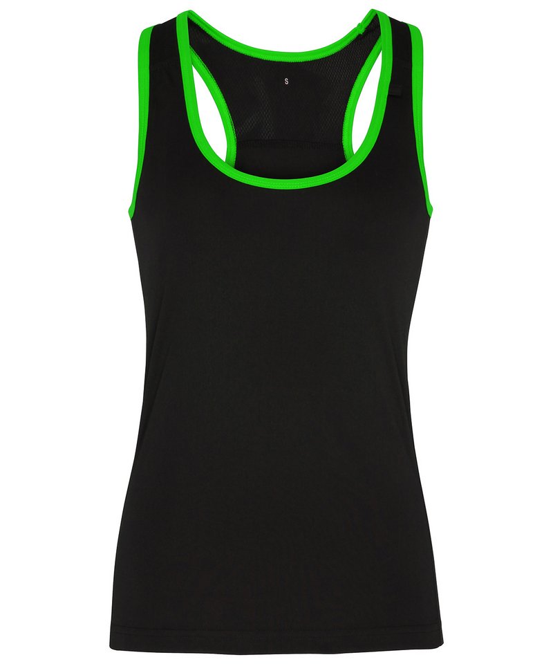 Women's Tridri Panelled Fitness Vest in Black Lightning Green by TriDri — Custom branded clothing by Print Press, featuring premium embroidery produced in our specialist print lab in the UK.