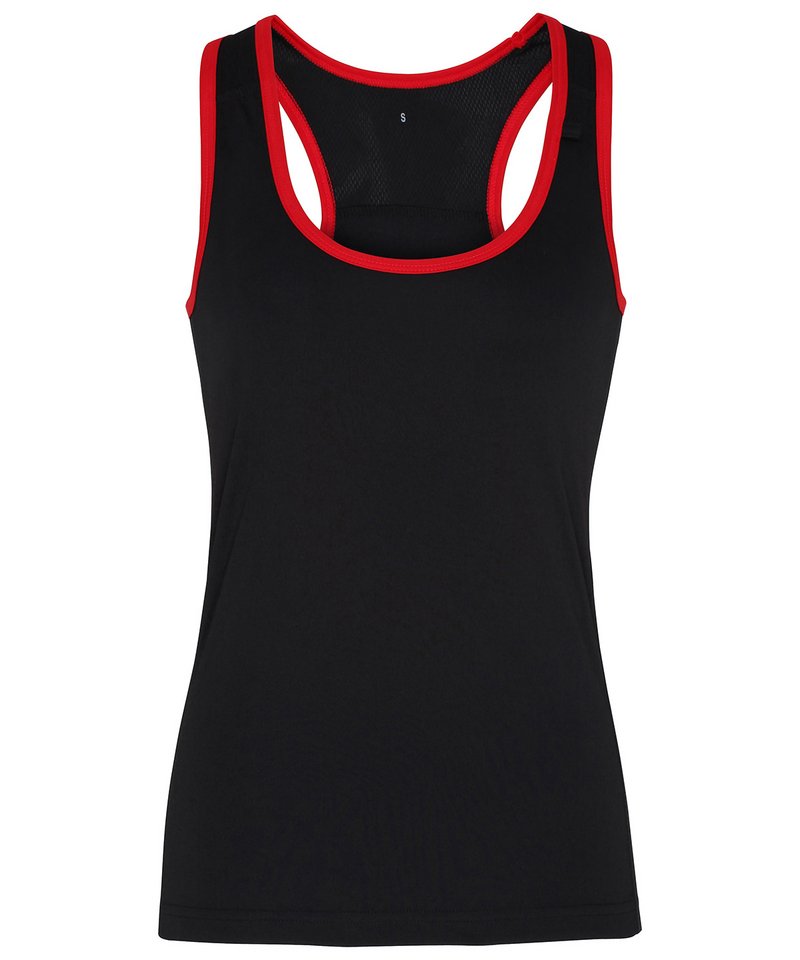 Women's Tridri Panelled Fitness Vest in Black Red by TriDri — Custom branded clothing by Print Press, featuring premium embroidery produced in our specialist print lab in the UK.