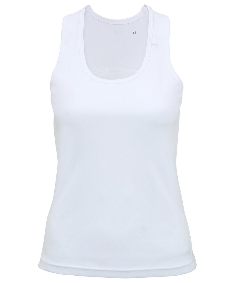 Women's Tridri Panelled Fitness Vest in White by TriDri — Custom branded clothing by Print Press, featuring premium embroidery produced in our specialist print lab in the UK.