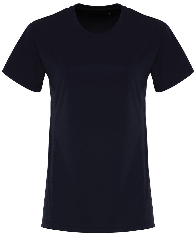 Women's Tridri Embossed Panel T-Shirt in French Navy by TriDri — Custom branded clothing by Print Press, featuring premium embroidery produced in our specialist print lab in the UK.