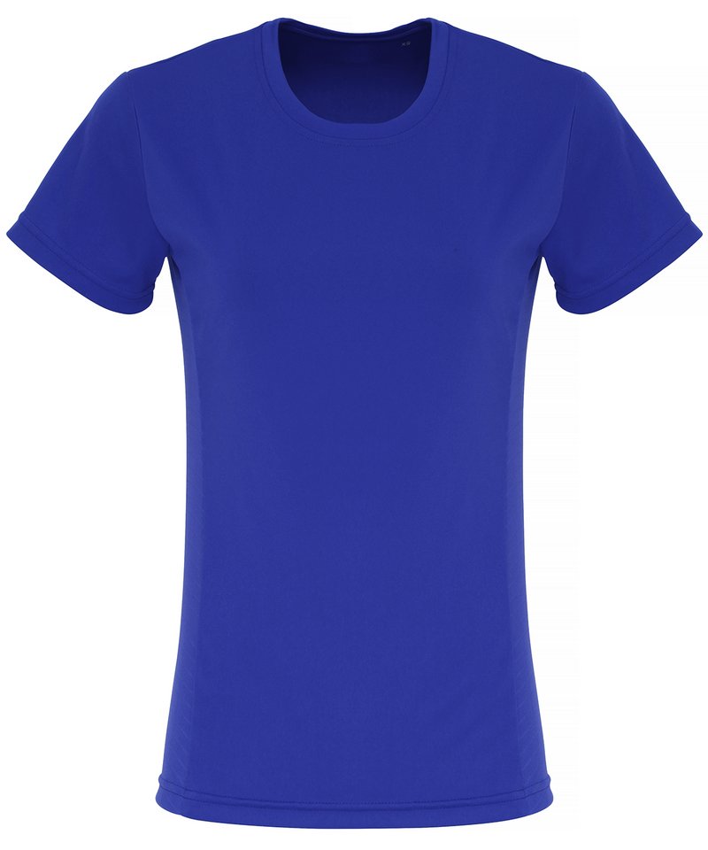 Women's Tridri Embossed Panel T-Shirt in Royal by TriDri — Custom branded clothing by Print Press, featuring premium embroidery produced in our specialist print lab in the UK.