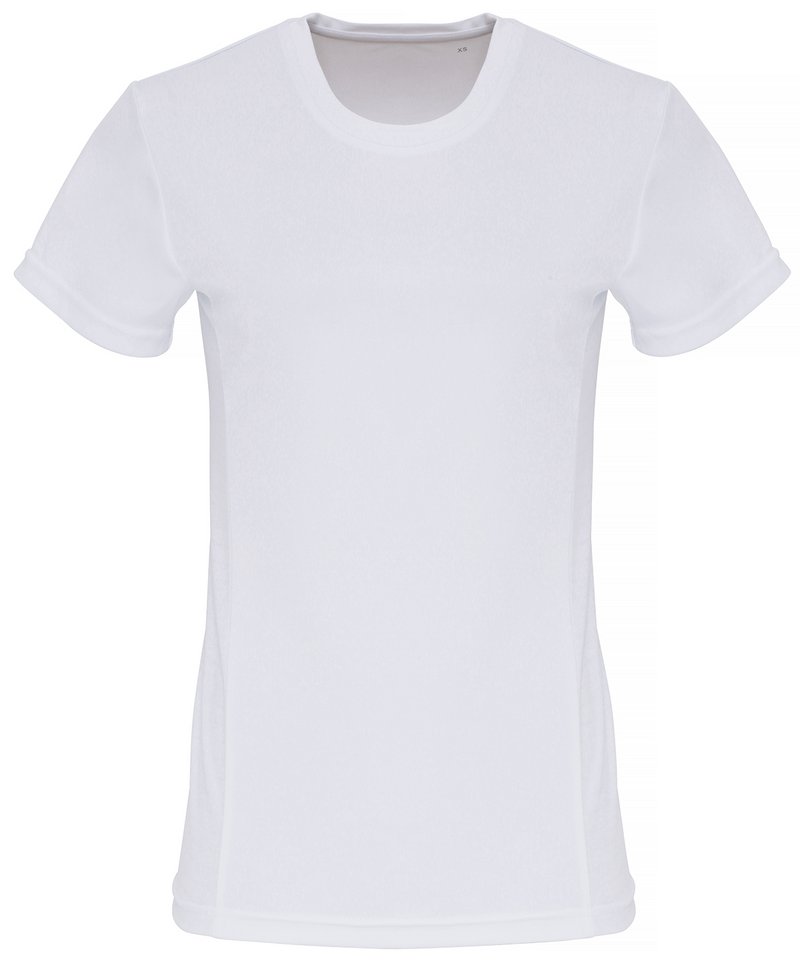 Women's Tridri Embossed Panel T-Shirt in White by TriDri — Custom branded clothing by Print Press, featuring premium embroidery produced in our specialist print lab in the UK.