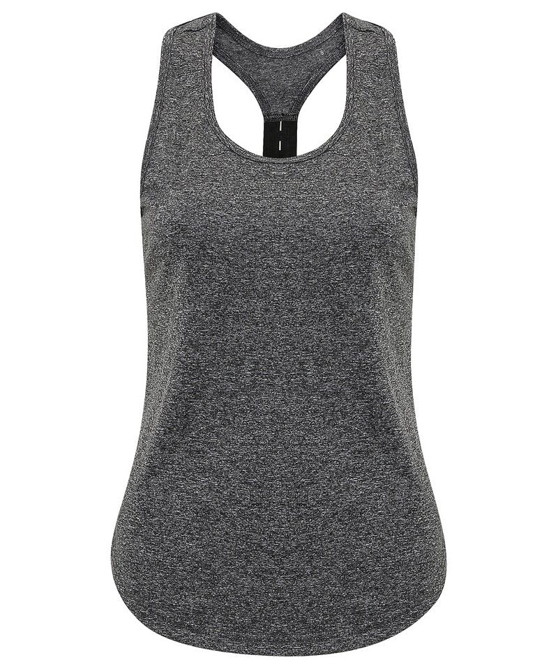 Women's Tridri Performance Strap Back Vest in Black Melange by TriDri — Custom branded clothing by Print Press, featuring premium embroidery produced in our specialist print lab in the UK.