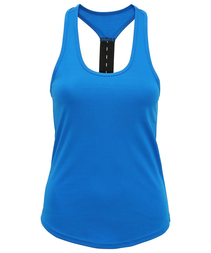 Women's Tridri Performance Strap Back Vest in Sapphire by TriDri — Custom branded clothing by Print Press, featuring premium embroidery produced in our specialist print lab in the UK.