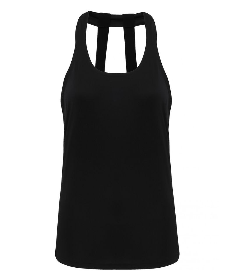 Women's Tridri Double Strap Back Vest in Black by TriDri — Custom branded clothing by Print Press, featuring premium embroidery produced in our specialist print lab in the UK.