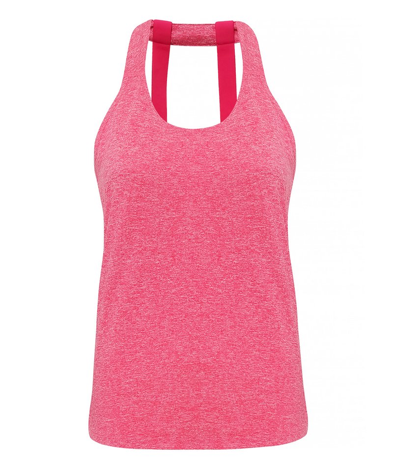 Women's Tridri Double Strap Back Vest in L Hot Pink Melange by TriDri — Custom branded clothing by Print Press, featuring premium embroidery produced in our specialist print lab in the UK.