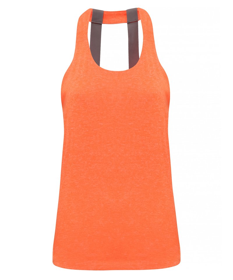 Women's Tridri Double Strap Back Vest in L Lightning Orange Melange by TriDri — Custom branded clothing by Print Press, featuring premium embroidery produced in our specialist print lab in the UK.