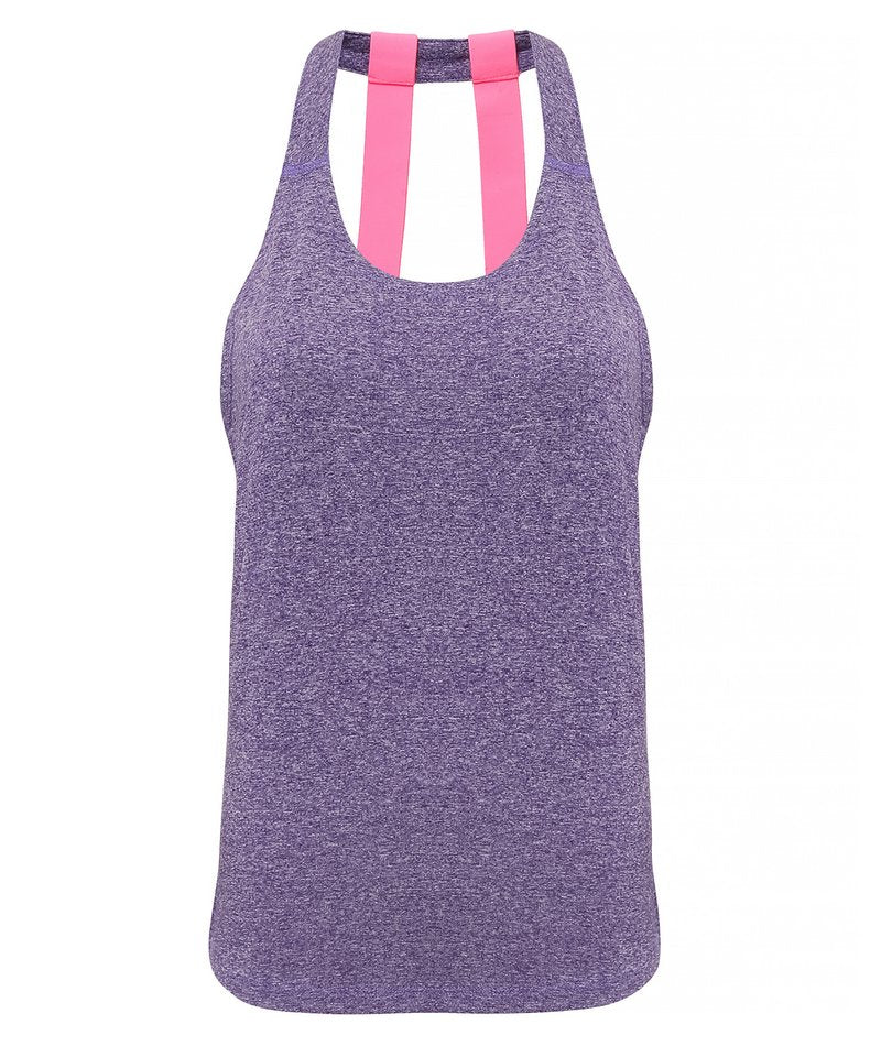 Women's Tridri Double Strap Back Vest in Purple Melange by TriDri — Custom branded clothing by Print Press, featuring premium embroidery produced in our specialist print lab in the UK.