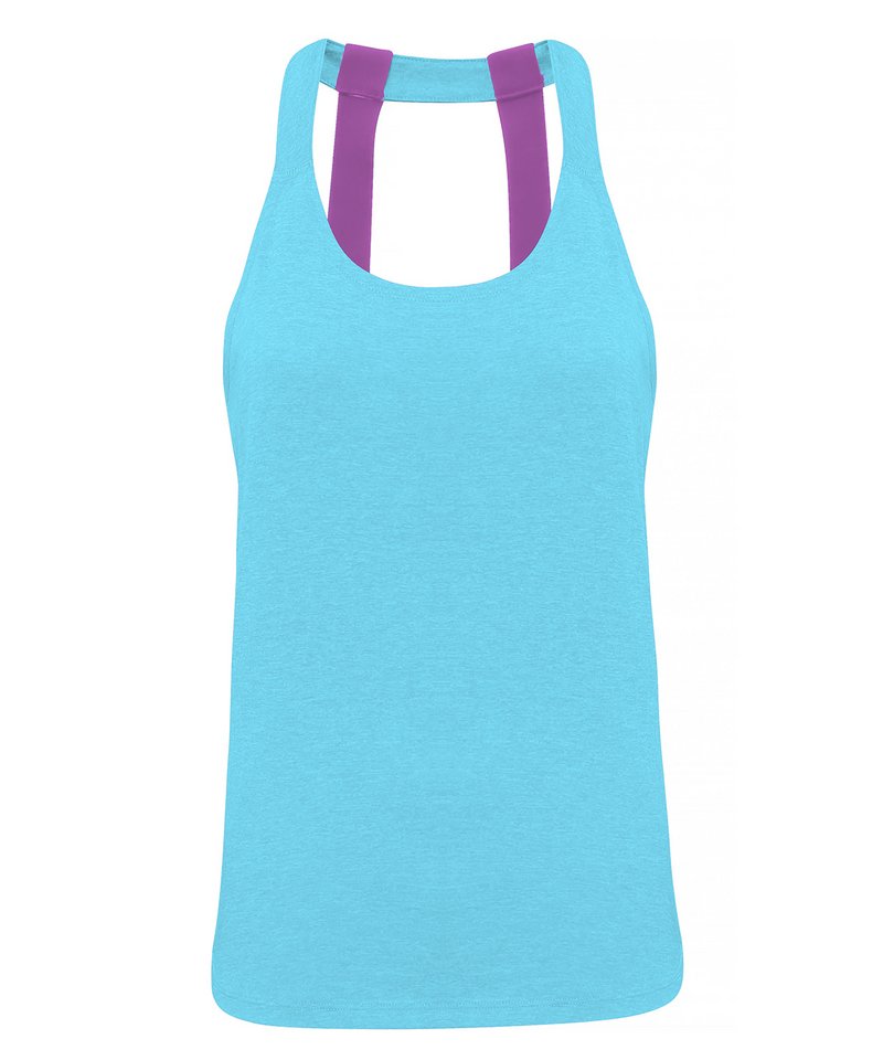 Women's Tridri Double Strap Back Vest in Turquoise Melange by TriDri — Custom branded clothing by Print Press, featuring premium embroidery produced in our specialist print lab in the UK.