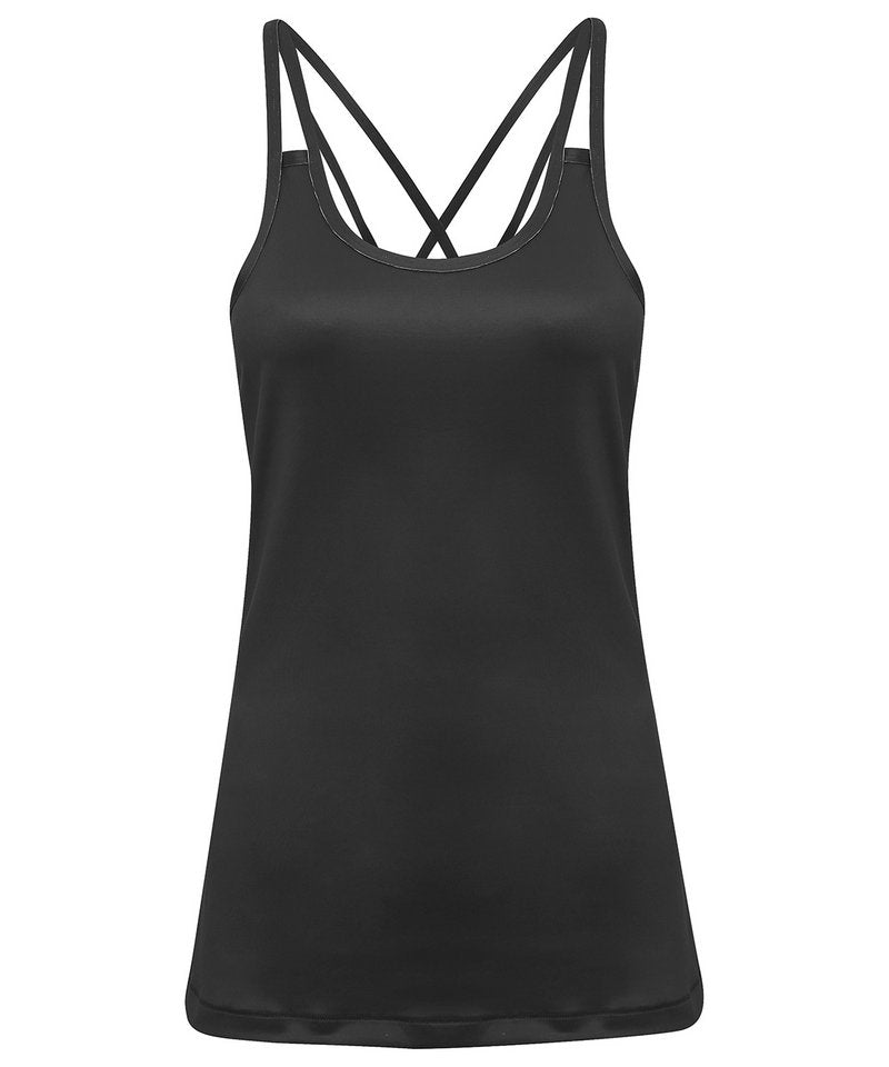 Women's Tridri 'Laser Cut' Spaghetti Strap Vest in Charcoal by TriDri — Custom branded clothing by Print Press, featuring premium embroidery produced in our specialist print lab in the UK.