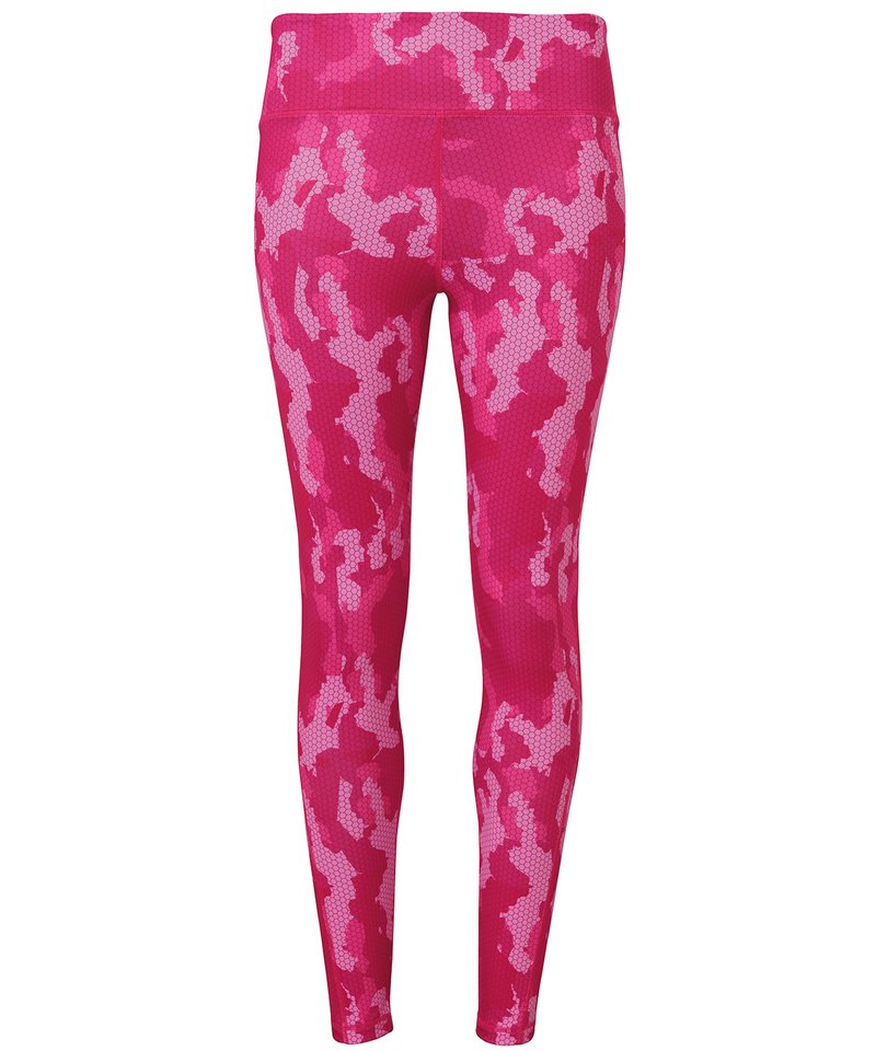 Women's Tridri Performance Hexoflage Leggings in Camo Hot Pink by TriDri — Custom branded clothing by Print Press, featuring premium embroidery produced in our specialist print lab in the UK.