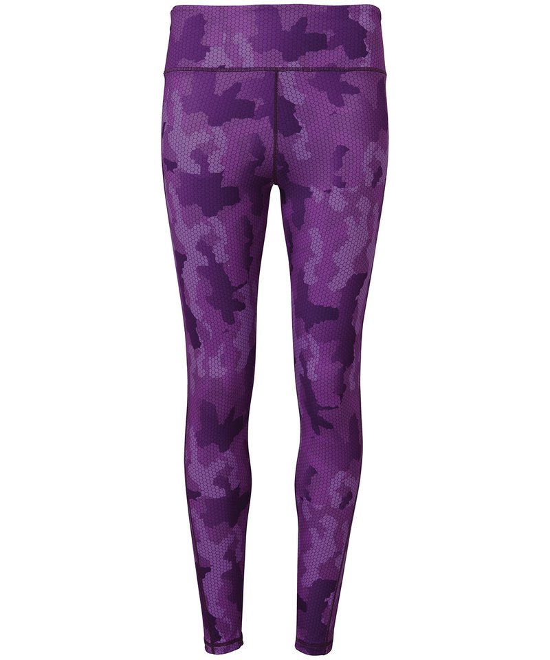 Women's Tridri Performance Hexoflage Leggings in Camo Purple by TriDri — Custom branded clothing by Print Press, featuring premium embroidery produced in our specialist print lab in the UK.