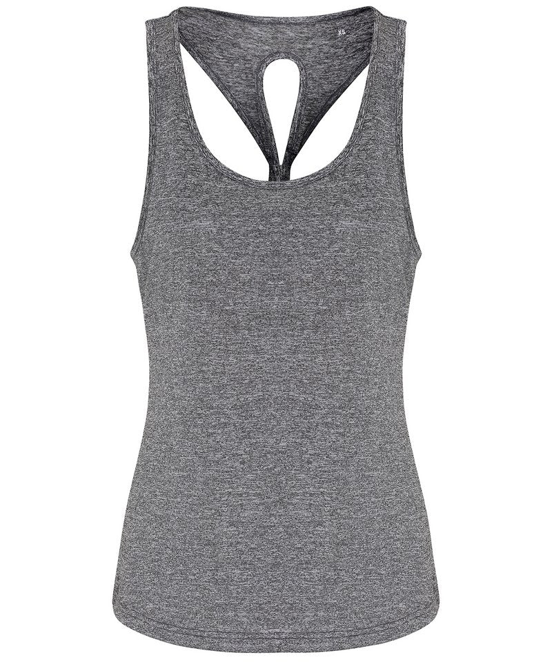 Women's Tridri Yoga Knot Vest in Black Melange by TriDri — Custom branded clothing by Print Press, featuring premium embroidery produced in our specialist print lab in the UK.