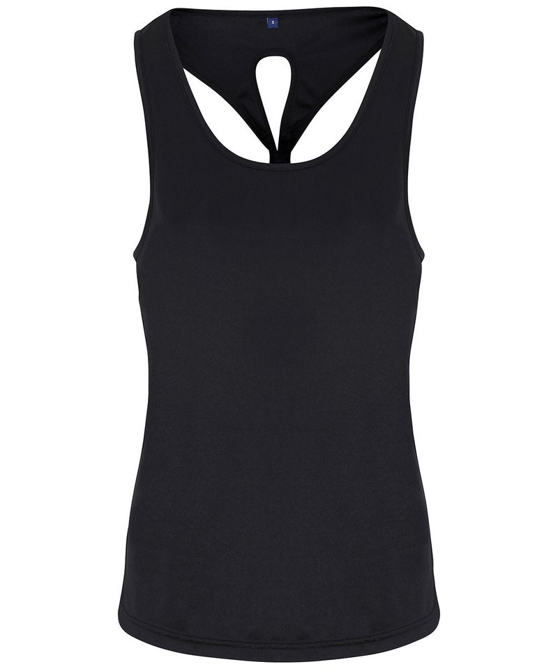 Women's Tridri Yoga Knot Vest in Black by TriDri — Custom branded clothing by Print Press, featuring premium embroidery produced in our specialist print lab in the UK.