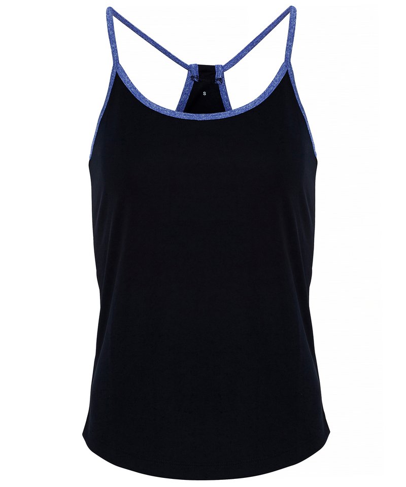 Women's Tridri Yoga Vest in French Navy Blue Melange by TriDri — Custom branded clothing by Print Press, featuring premium embroidery produced in our specialist print lab in the UK.