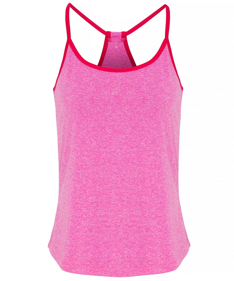 Women's Tridri Yoga Vest in Pink Melange Hot Pink by TriDri — Custom branded clothing by Print Press, featuring premium embroidery produced in our specialist print lab in the UK.