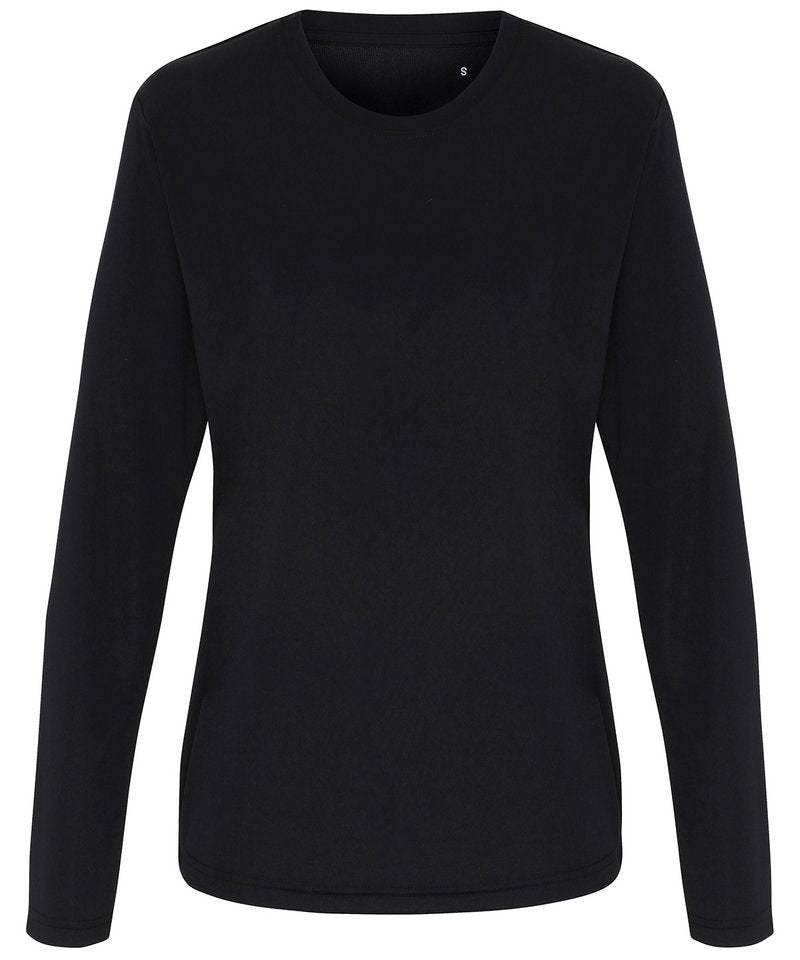 Women's Tridri Long Sleeve Performance T-Shirt in Black by TriDri — Custom branded clothing by Print Press, featuring premium embroidery produced in our specialist print lab in the UK.