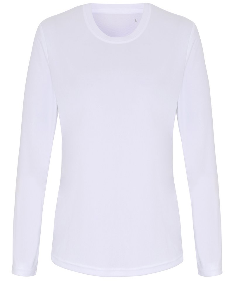 Women's Tridri Long Sleeve Performance T-Shirt in White by TriDri — Custom branded clothing by Print Press, featuring premium embroidery produced in our specialist print lab in the UK.