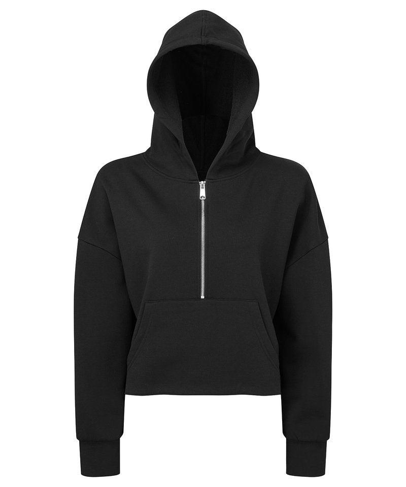 Women's Tridri 1/2 Zip Hoodie in Black by TriDri — Custom branded clothing by Print Press, featuring premium embroidery produced in our specialist print lab in the UK.
