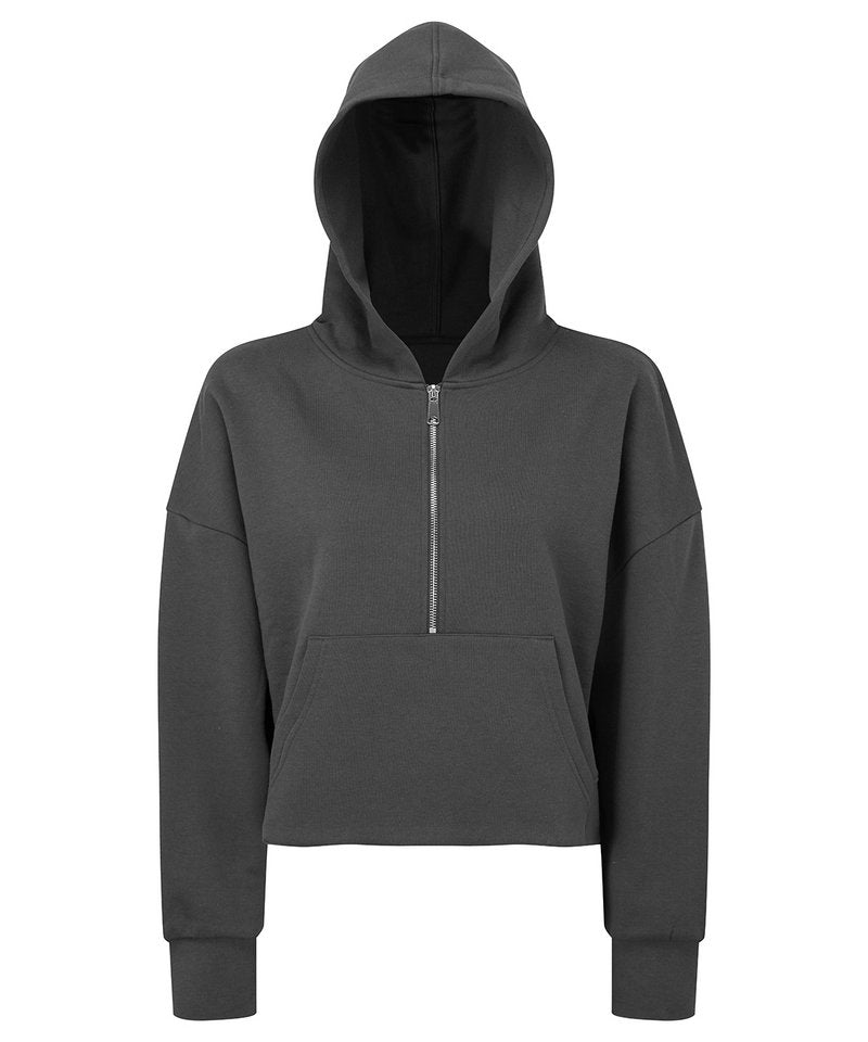Women's Tridri 1/2 Zip Hoodie in Charcoal by TriDri — Custom branded clothing by Print Press, featuring premium embroidery produced in our specialist print lab in the UK.