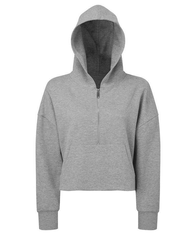 Women's Tridri 1/2 Zip Hoodie in Heather Grey by TriDri — Custom branded clothing by Print Press, featuring premium embroidery produced in our specialist print lab in the UK.