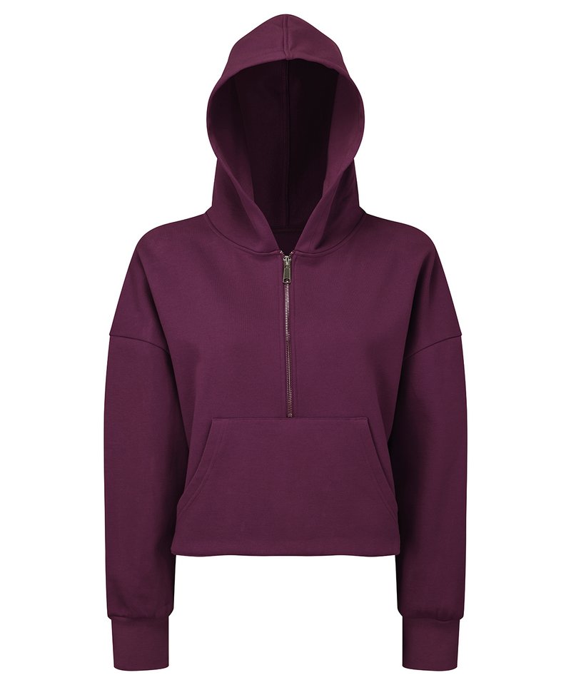 Women's Tridri 1/2 Zip Hoodie in Mulbery by TriDri — Custom branded clothing by Print Press, featuring premium embroidery produced in our specialist print lab in the UK.