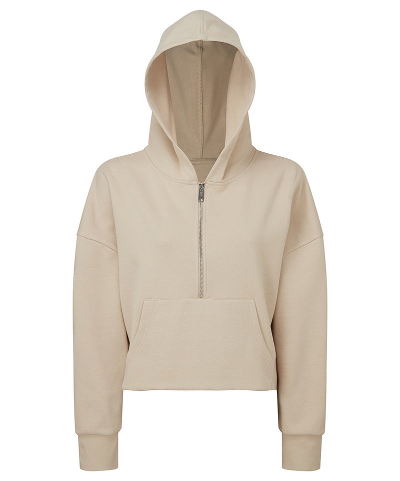 Women's Tridri 1/2 Zip Hoodie in Nude by TriDri — Custom branded clothing by Print Press, featuring premium embroidery produced in our specialist print lab in the UK.