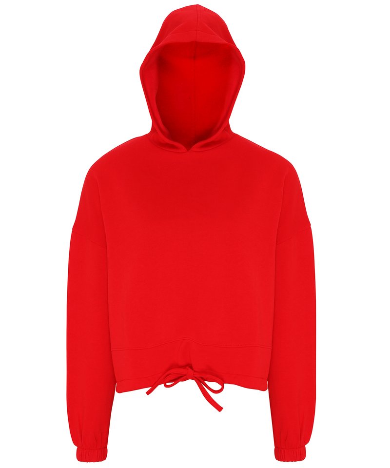 Women's Tridri Cropped Oversize Hoodie in Fire Red by TriDri — Custom branded clothing by Print Press, featuring premium embroidery produced in our specialist print lab in the UK.