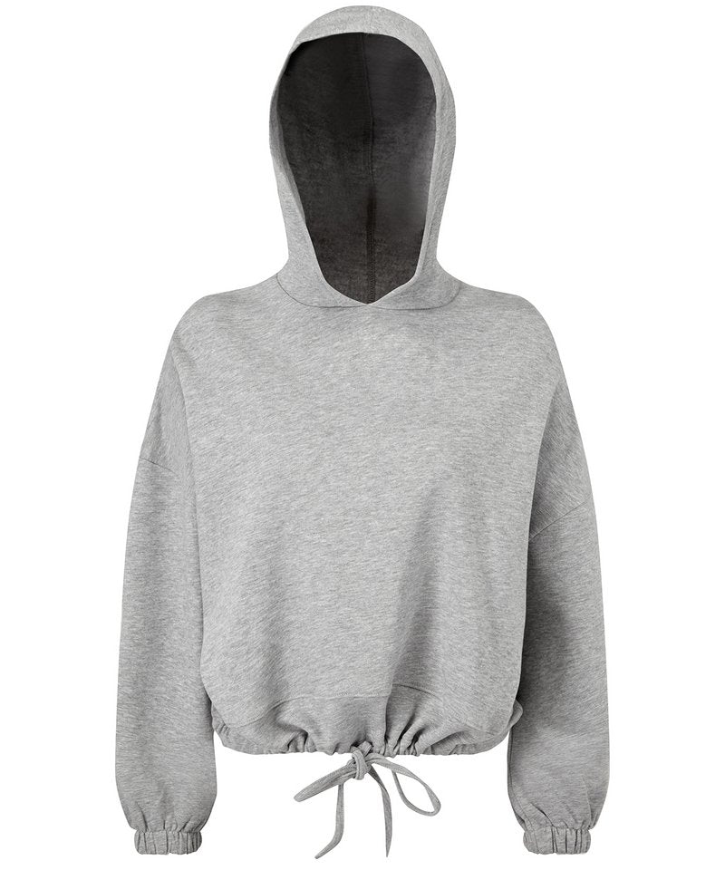 Women's Tridri Cropped Oversize Hoodie in Heather Grey by TriDri — Custom branded clothing by Print Press, featuring premium embroidery produced in our specialist print lab in the UK.