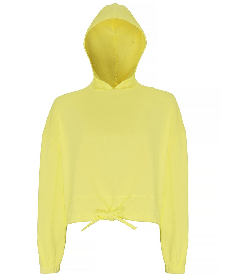 Women's Tridri Cropped Oversize Hoodie in Lemon by TriDri — Custom branded clothing by Print Press, featuring premium embroidery produced in our specialist print lab in the UK.