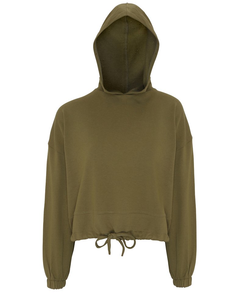 Women's Tridri Cropped Oversize Hoodie in Olive by TriDri — Custom branded clothing by Print Press, featuring premium embroidery produced in our specialist print lab in the UK.