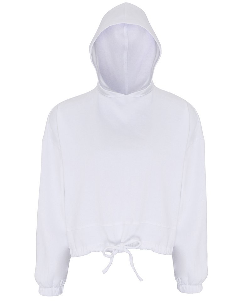 Women's Tridri Cropped Oversize Hoodie in White by TriDri — Custom branded clothing by Print Press, featuring premium embroidery produced in our specialist print lab in the UK.