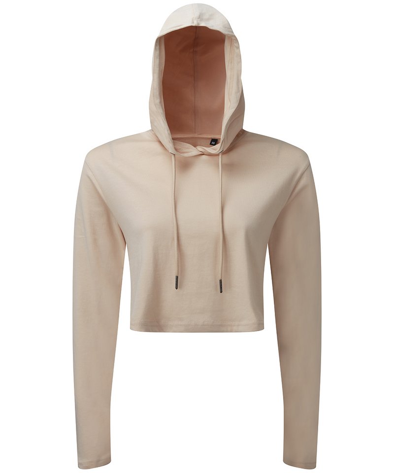 Women's Tridri Cropped Hooded Long Sleeve T-Shirt in Nude by TriDri — Custom branded clothing by Print Press, featuring premium embroidery produced in our specialist print lab in the UK.