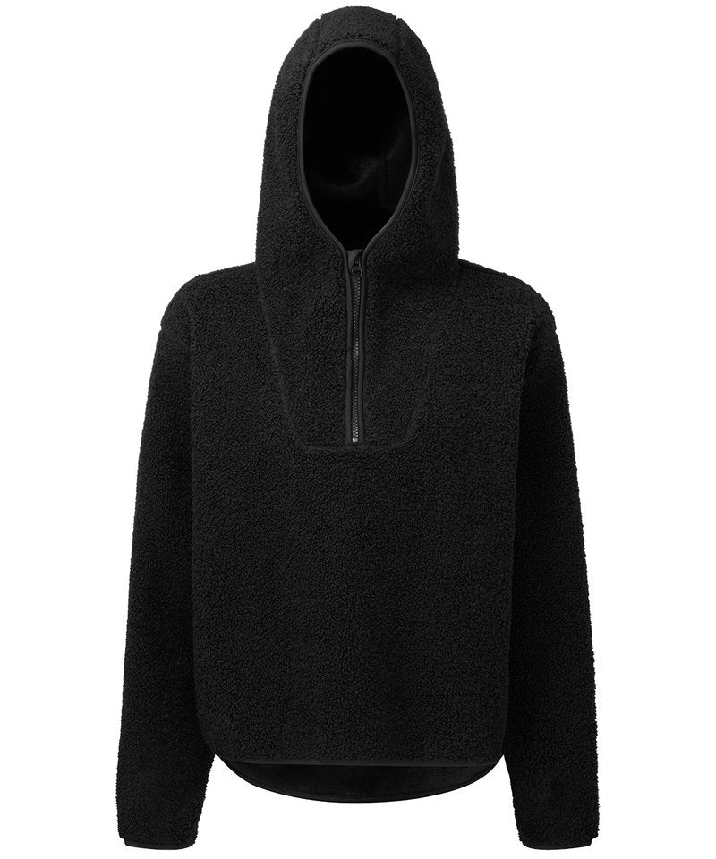 Women's Tridri Sherpa 1/4 Zip Hoodie in Black by TriDri — Custom branded clothing by Print Press, featuring premium embroidery produced in our specialist print lab in the UK.