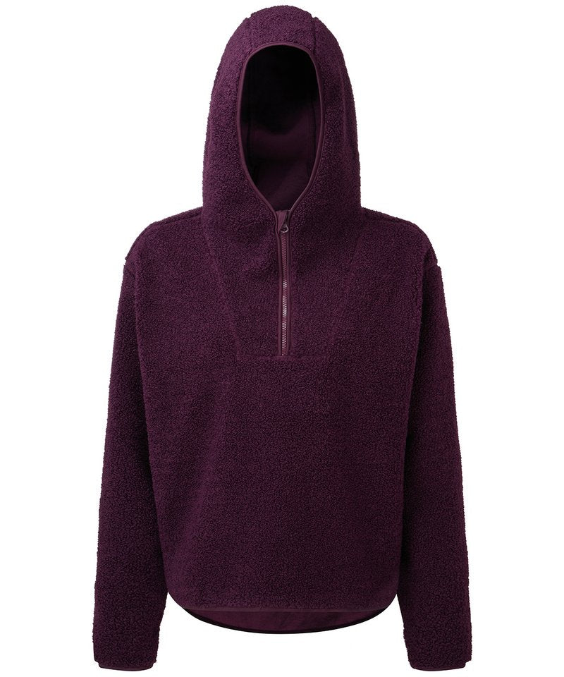 Women's Tridri Sherpa 1/4 Zip Hoodie in Mulberry by TriDri — Custom branded clothing by Print Press, featuring premium embroidery produced in our specialist print lab in the UK.