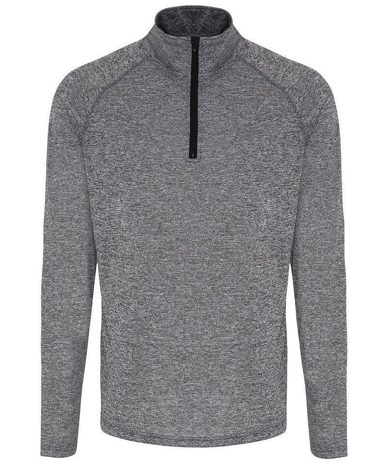 Tridri Long Sleeve Performance ¼ Zip in Black Melange Black by TriDri — Custom branded clothing by Print Press, featuring premium embroidery produced in our specialist print lab in the UK.