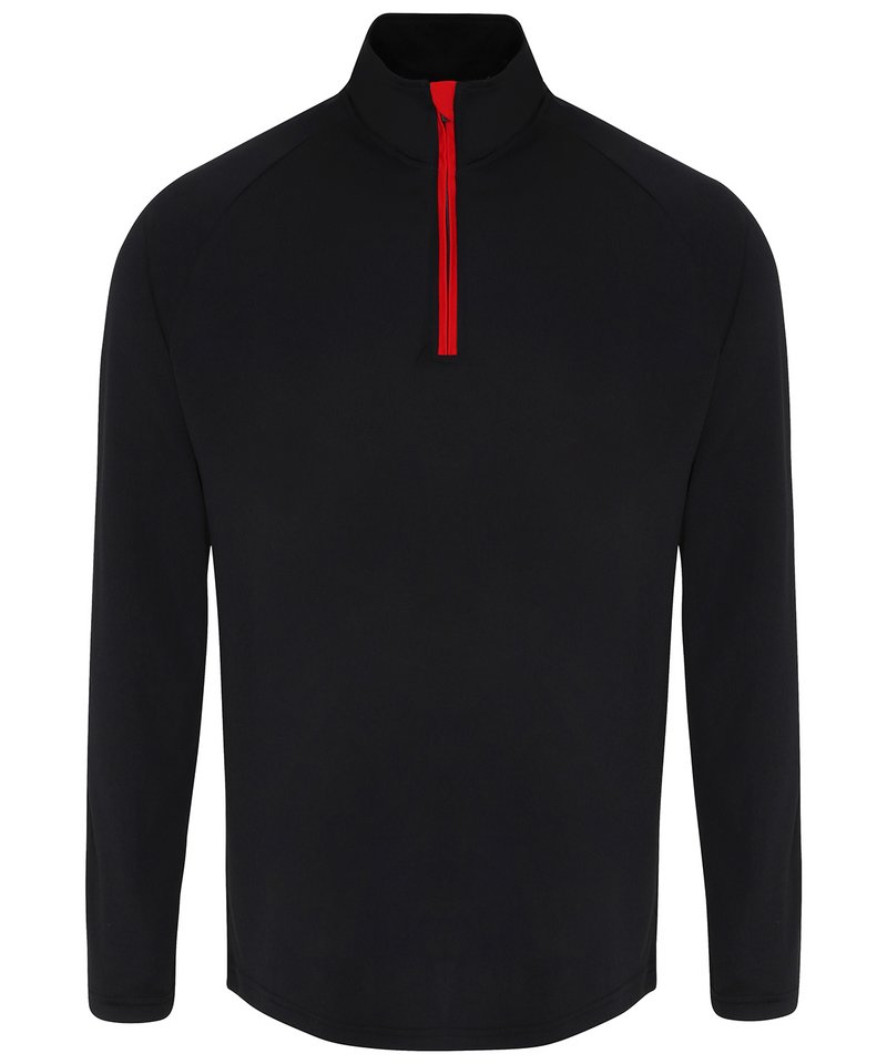Tridri Long Sleeve Performance ¼ Zip in Black Red by TriDri — Custom branded clothing by Print Press, featuring premium embroidery produced in our specialist print lab in the UK.