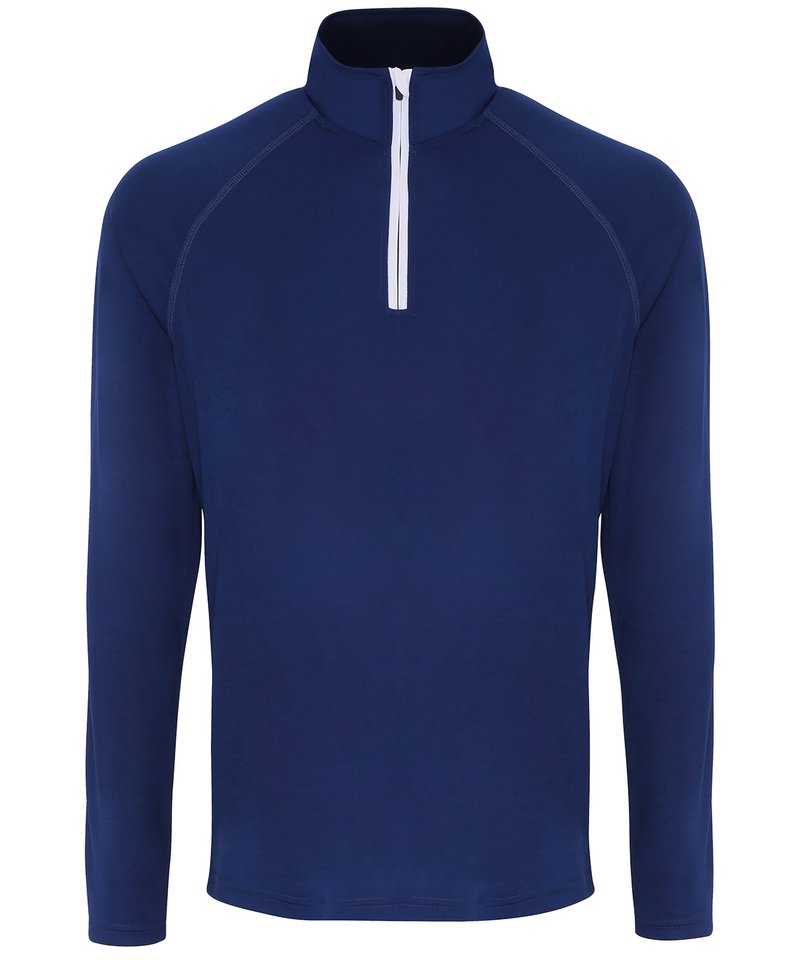 Tridri Long Sleeve Performance ¼ Zip in Navy White by TriDri — Custom branded clothing by Print Press, featuring premium embroidery produced in our specialist print lab in the UK.
