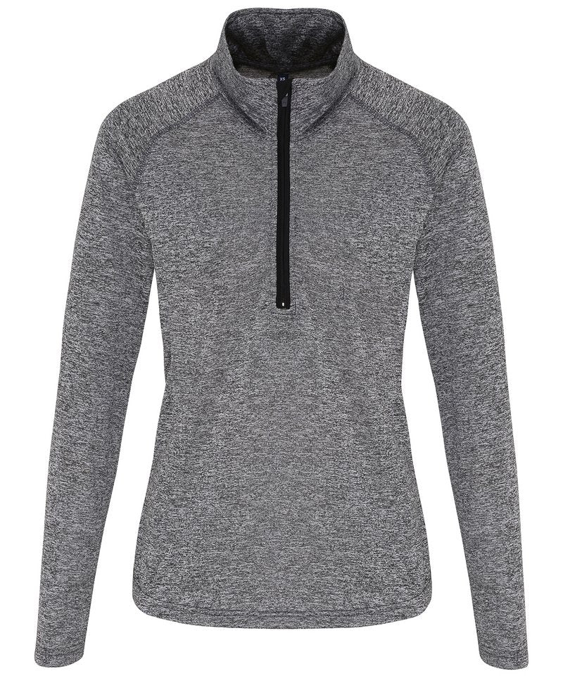 Women's Tridri Performance ¼ Zip in Black Melange Black by TriDri — Custom branded clothing by Print Press, featuring premium embroidery produced in our specialist print lab in the UK.