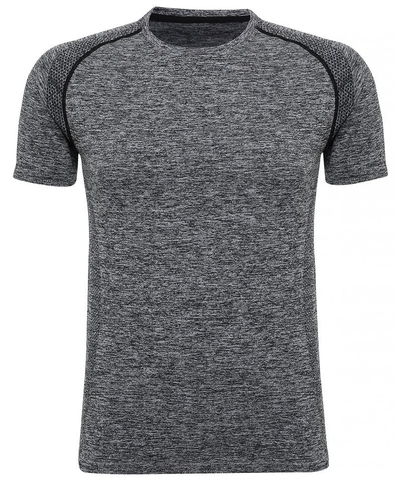 Tridri Seamless '3D Fit' Multi-Sport Performance Short Sleeve Top in Charcoal by TriDri — Custom branded clothing by Print Press, featuring premium embroidery produced in our specialist print lab in the UK.