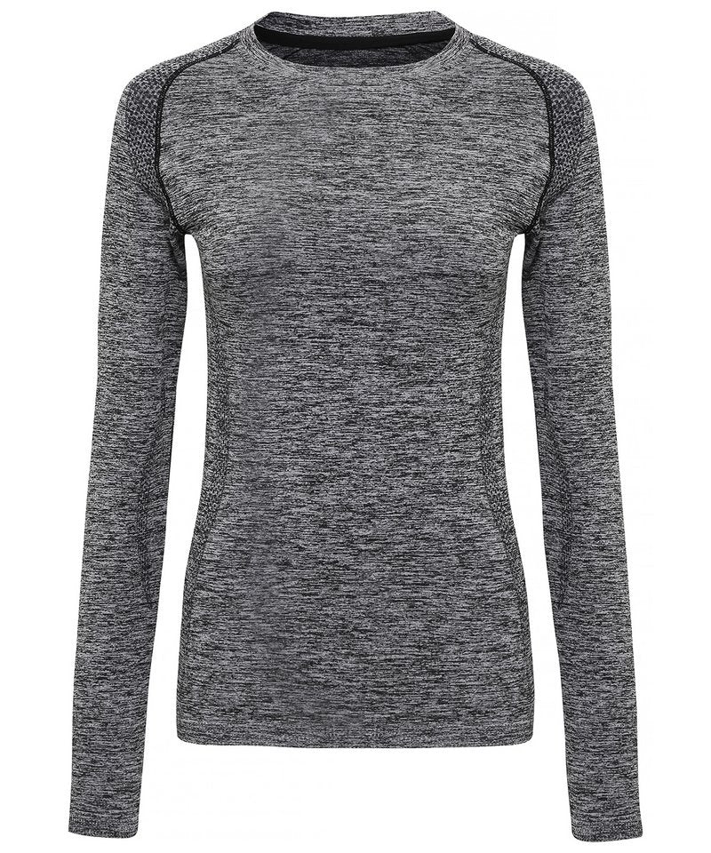 Women's Tridri Seamless '3D Fit' Multi-Sport Performance Long Sleeve Top in Charcoal by TriDri — Custom branded clothing by Print Press, featuring premium embroidery produced in our specialist print lab in the UK.