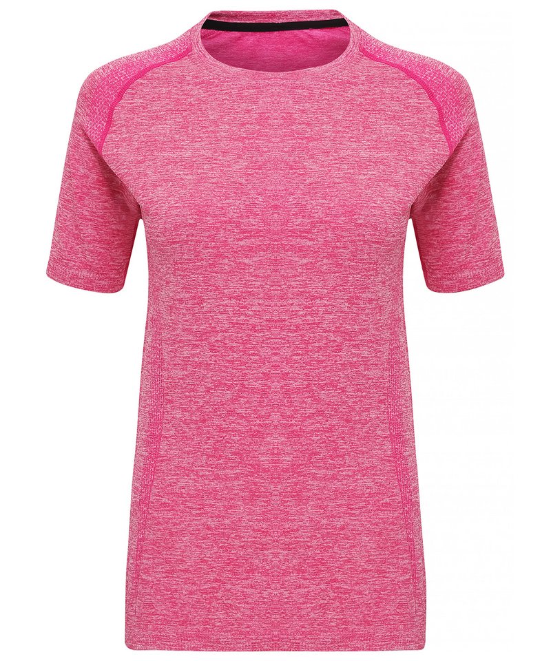 Women's Tridri Seamless '3D Fit' Multi-Sport Performance Short Sleeve Top in Pink by TriDri — Custom branded clothing by Print Press, featuring premium embroidery produced in our specialist print lab in the UK.