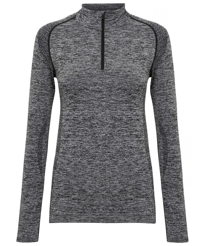 Women's Tridri Seamless '3D Fit' Multi-Sport Performance Zip Top in Charcoal by TriDri — Custom branded clothing by Print Press, featuring premium embroidery produced in our specialist print lab in the UK.