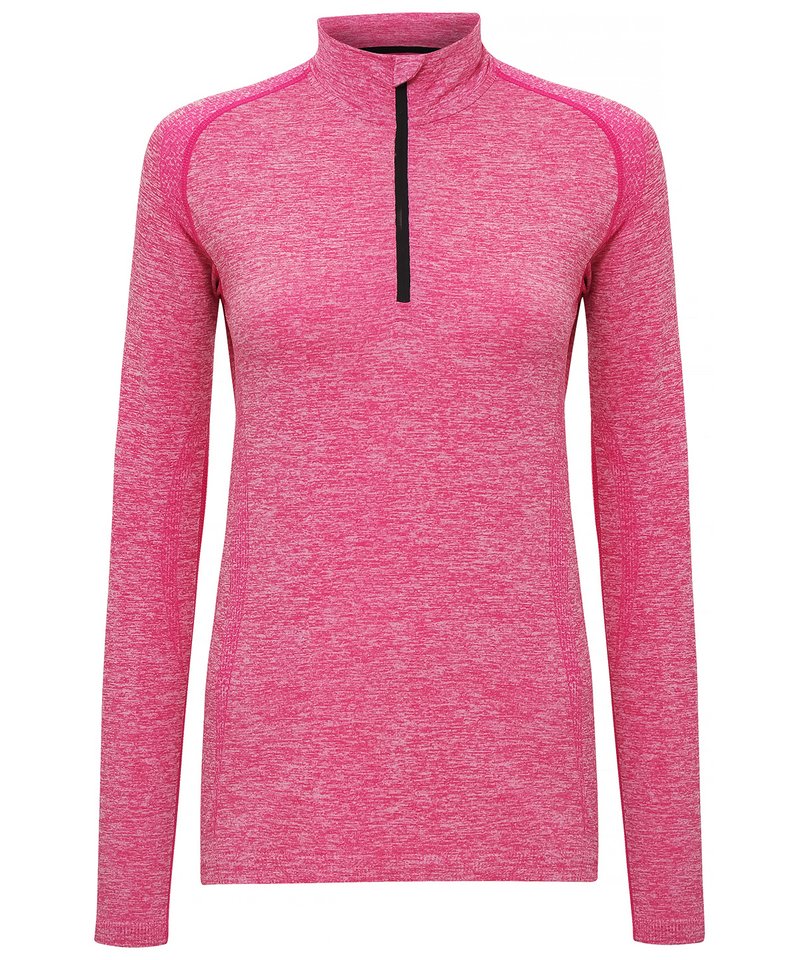 Women's Tridri Seamless '3D Fit' Multi-Sport Performance Zip Top in L Pink by TriDri — Custom branded clothing by Print Press, featuring premium embroidery produced in our specialist print lab in the UK.