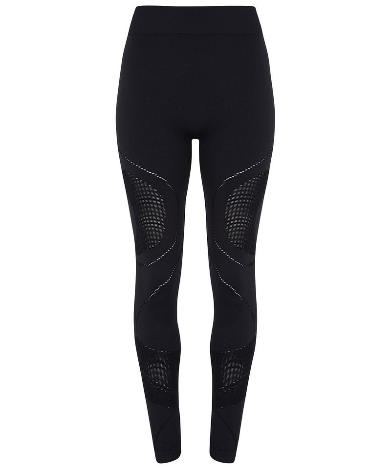 Women's Tridri Seamless '3D Fit' Multi-Sport Reveal Leggings in Black by TriDri — Custom branded clothing by Print Press, featuring premium embroidery produced in our specialist print lab in the UK.
