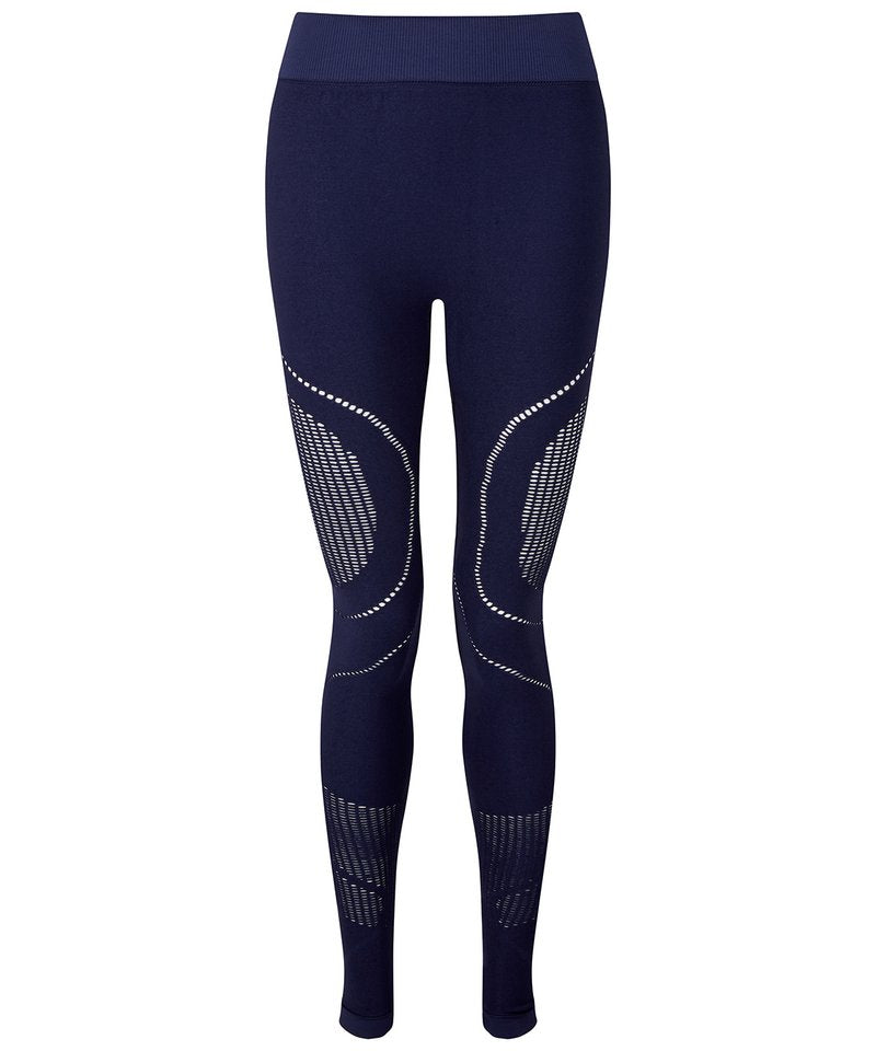 Women's Tridri Seamless '3D Fit' Multi-Sport Reveal Leggings in Navy by TriDri — Custom branded clothing by Print Press, featuring premium embroidery produced in our specialist print lab in the UK.