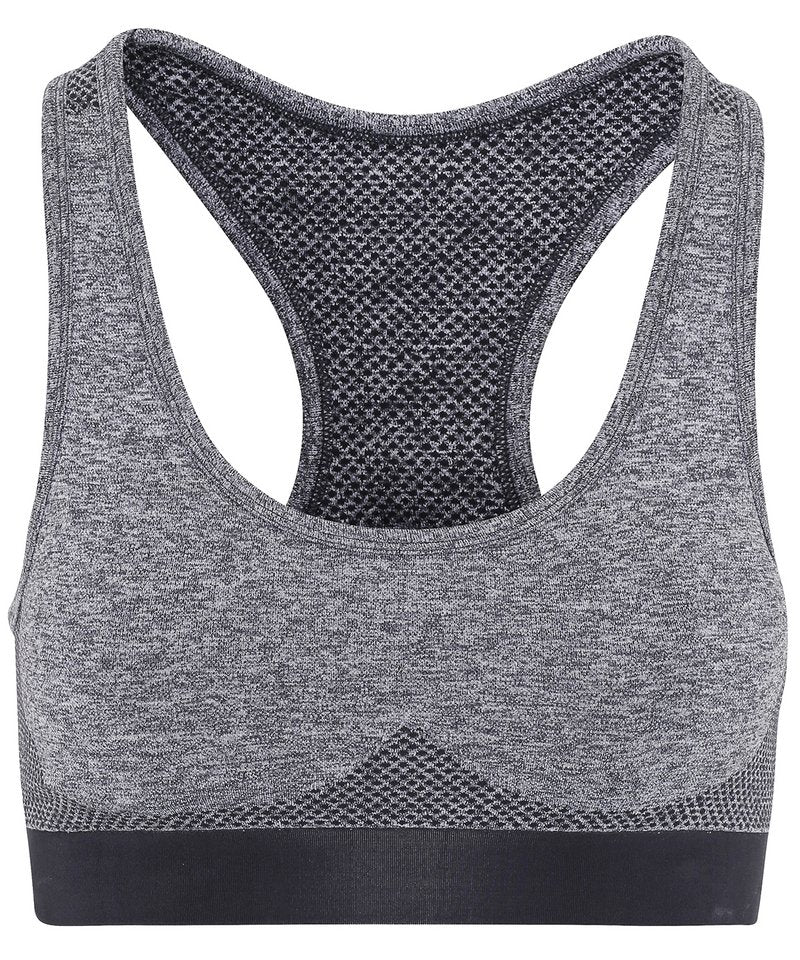 Tridri Seamless '3D Fit' Multi-Sport Sculpt Bra in Charcoal by TriDri — Custom branded clothing by Print Press, featuring premium embroidery produced in our specialist print lab in the UK.