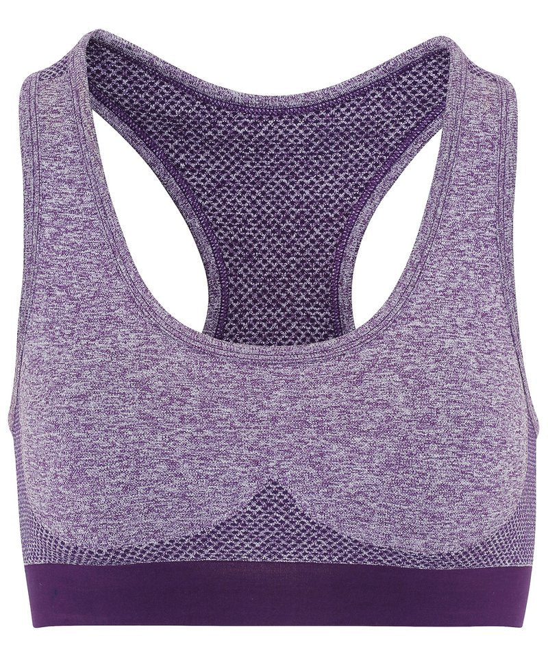 Tridri Seamless '3D Fit' Multi-Sport Sculpt Bra in Purple by TriDri — Custom branded clothing by Print Press, featuring premium embroidery produced in our specialist print lab in the UK.