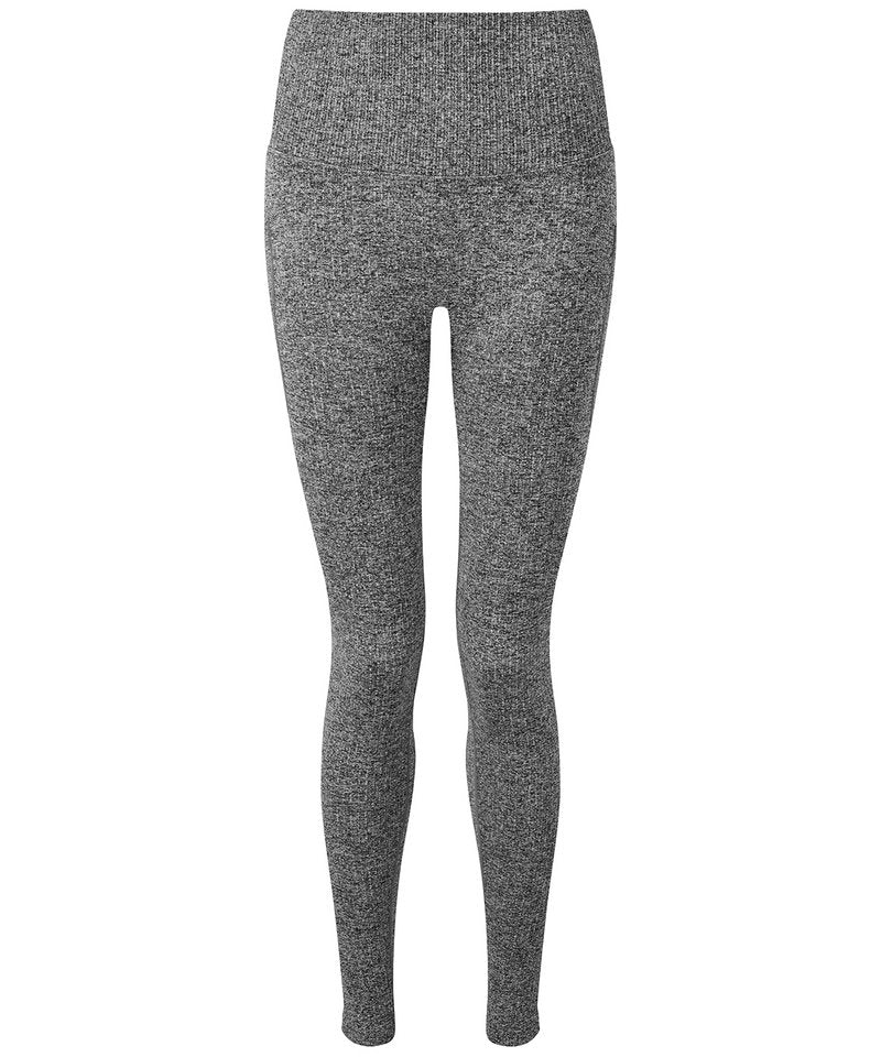 Women's Tridri Ribbed Seamless 3D Fit Multi-Sport Leggings in Black Melange by TriDri — Custom branded clothing by Print Press, featuring premium embroidery produced in our specialist print lab in the UK.
