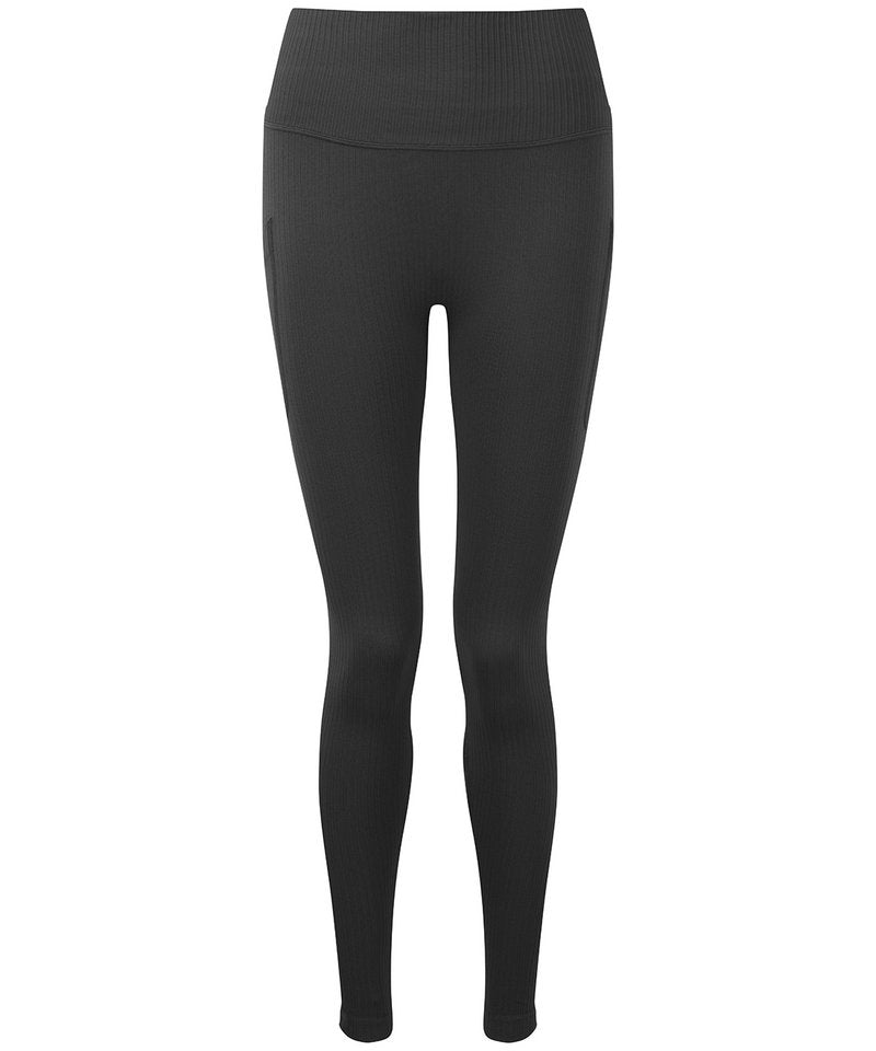 Women's Tridri Ribbed Seamless 3D Fit Multi-Sport Leggings in Charcoal by TriDri — Custom branded clothing by Print Press, featuring premium embroidery produced in our specialist print lab in the UK.